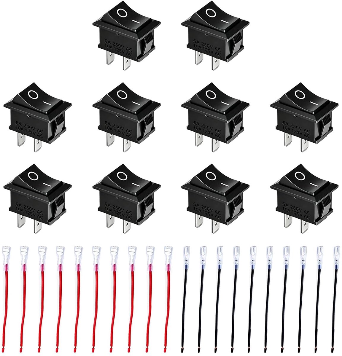 Mini Toggle Switch 10pcs - SPST 2 Polige KCD1 - Voor Elektronische Apparaten - Duurzaam en Betrouwbaar - SnelShoppen