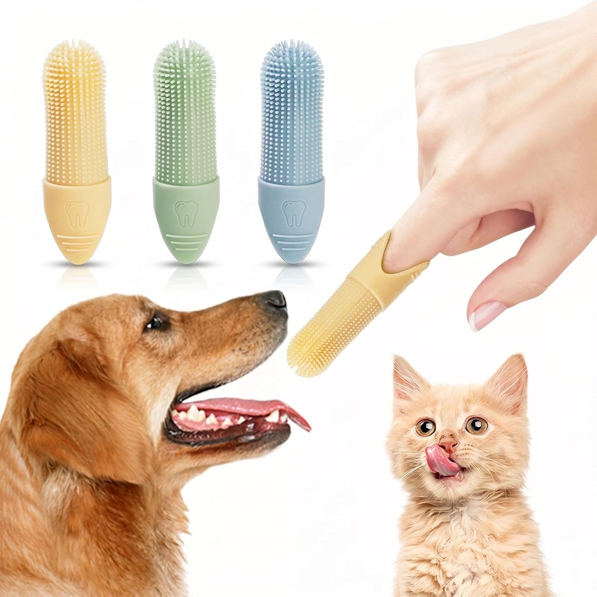 Borstel voor honden en katten - siliconen borstel - 360 graden tandreiniging - frisse adem - SnelShoppen