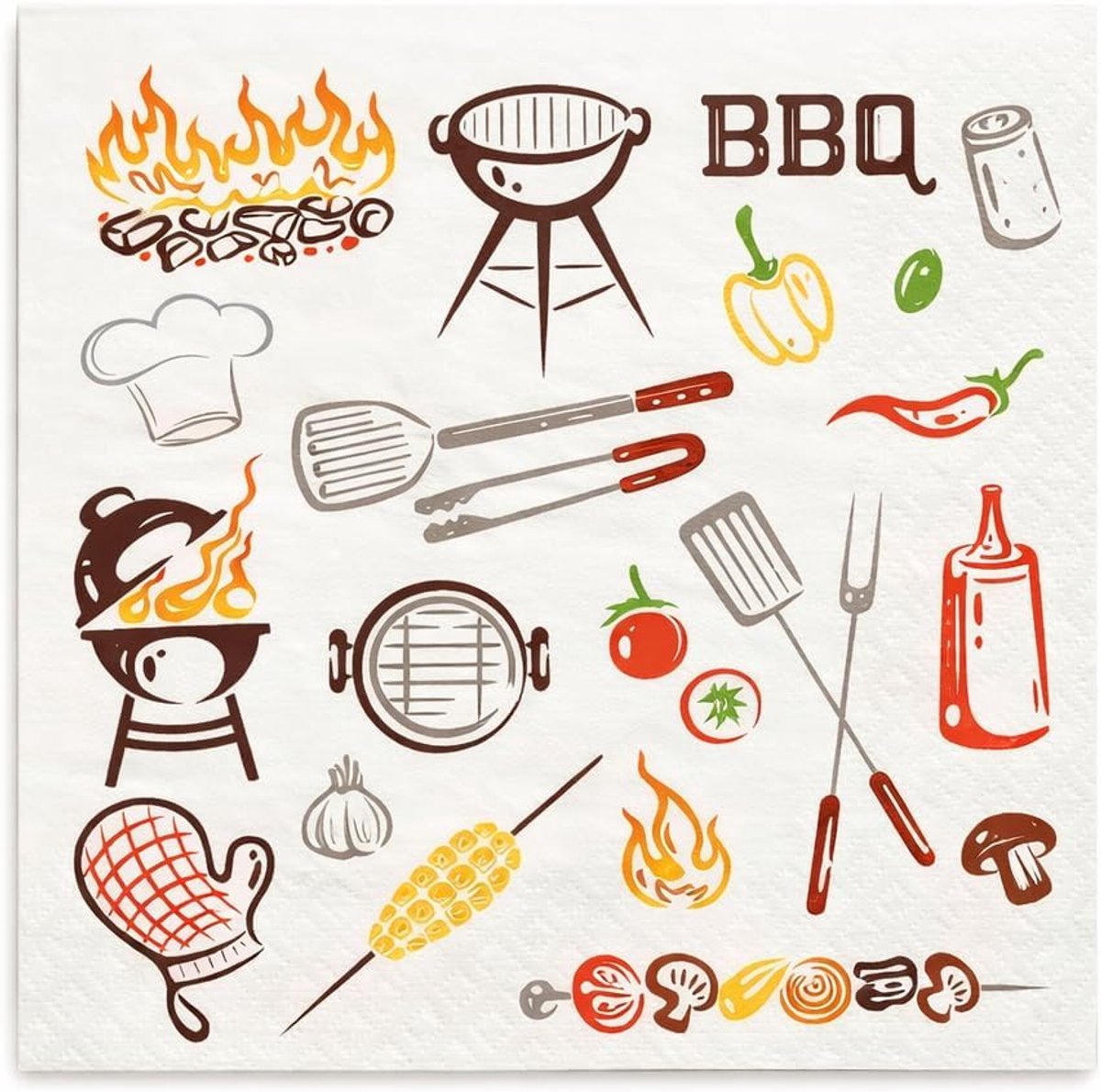 BBQ-servetten 33 x 33 cm - 3-laagse tissue - milieuvriendelijk - perfect voor tuinfeesten - SnelShoppen