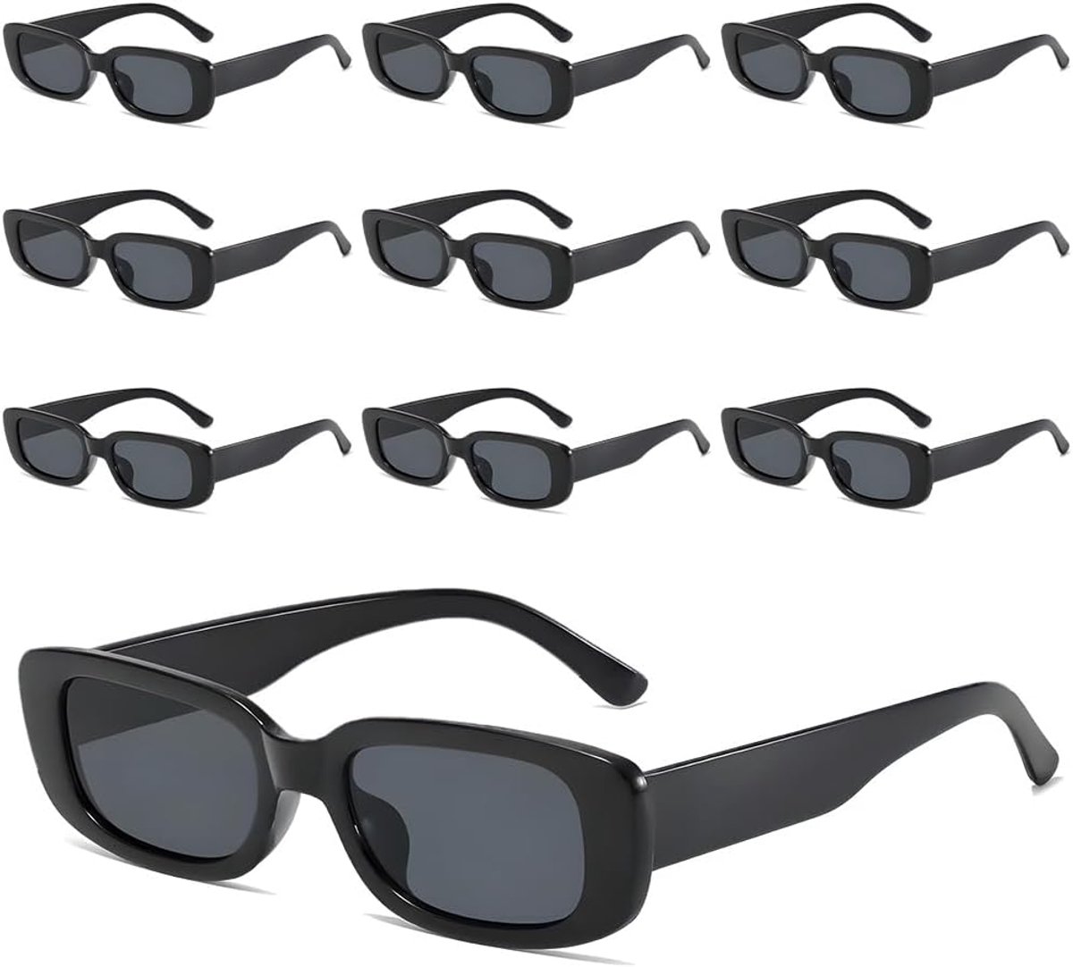 Zonnebrillen dames set van 10 - zwart vintage - retro rechthoekig - UV400-bescherming outdoor - SnelShoppen