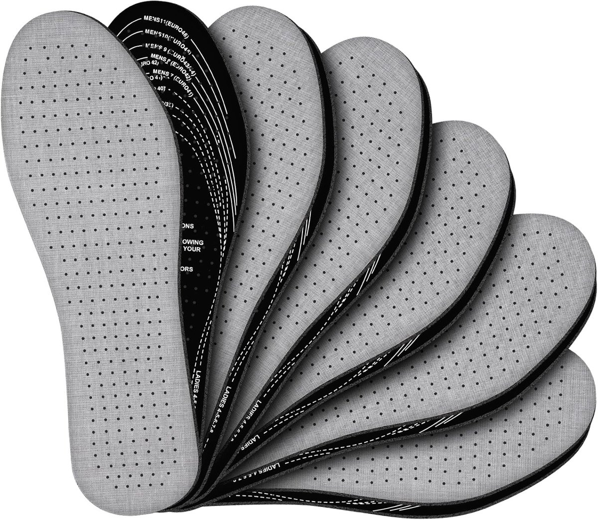SnelShoppen - Anti-Odor Schoeninlegzolen - 6 Pairs Ademend Katoen en Geurabsorberende Inserts - Op maat Knipbare Zolen van Zacht Latex Schuim met Acti