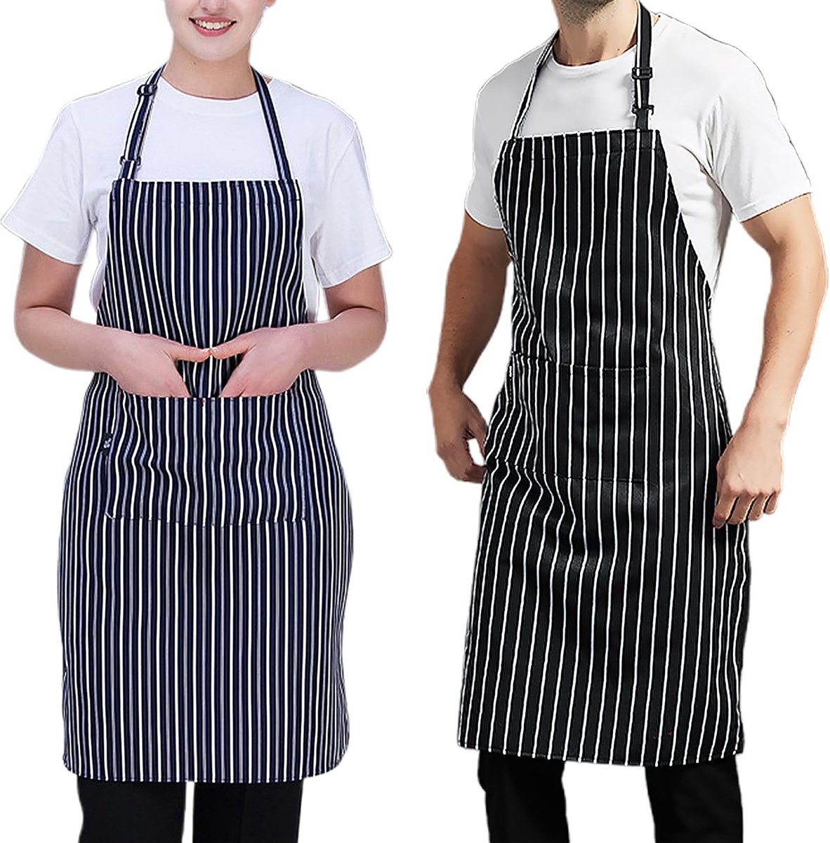 Keuken Schorten 2 Stuks - Met 2 Zakjes - Verstelbare Halsband - Perfect voor BBQ en Koken - SnelShoppen