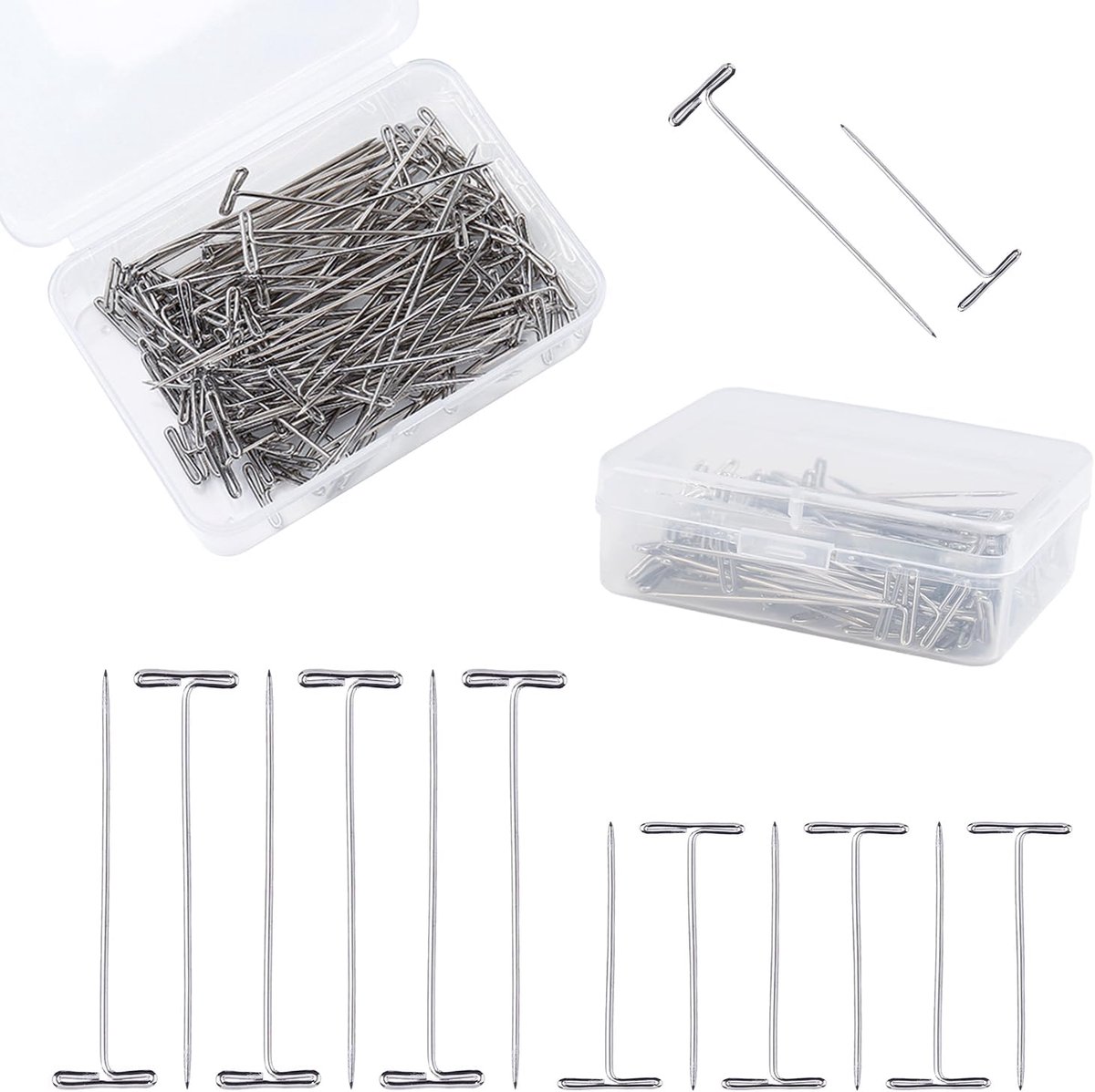 T-Pins 200 Stuks - 27mm & 38mm - Vernikkeld Staal - Ideaal voor Knutselen en Modelleren - SnelShoppen