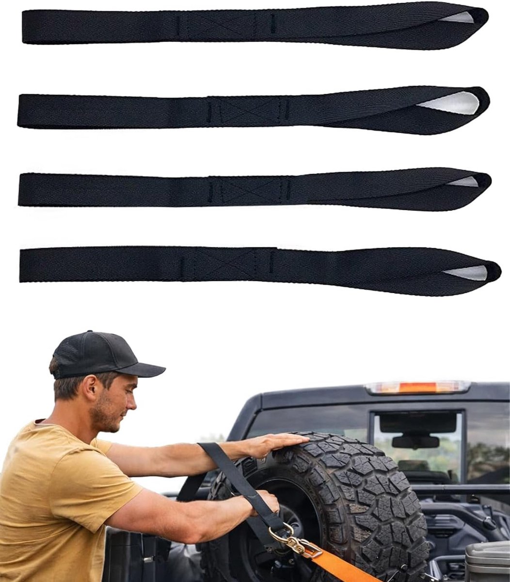 Sjorbanden 4 x 30 cm zwart - zachte bevestigingsriemen - krasbescherming aanhanger - veilig transport lading - SnelShoppen