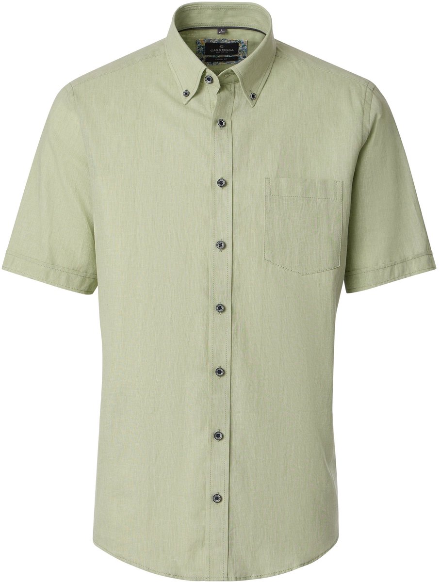 CASA MODA Sport casual fit overhemd - korte mouw - structuur - groen