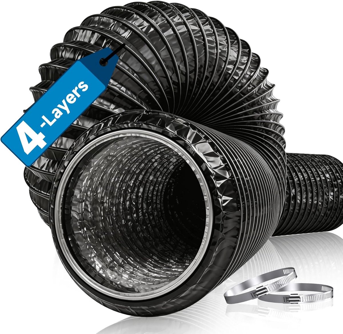 Ventilatiebuis 100 mm - versterkt aluminium - 4-laags - ideaal voor droger en kweektent - ShopVlot