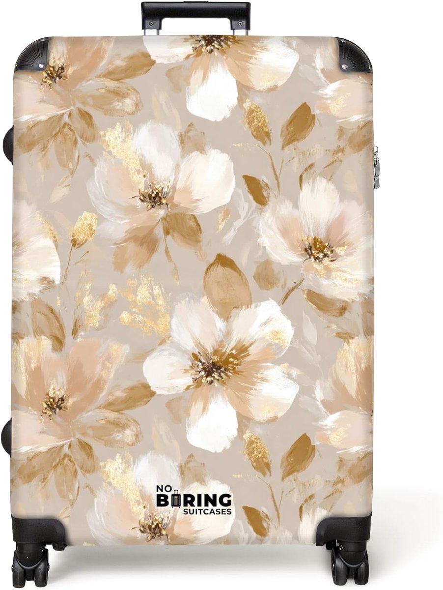SnelShoppen - XL Harde Koffer Met Bloemenprint - Ruimte voor 98 Liter - Lichtgewicht Reiskoffer Met 4 Zwenkwielen - Ideaal Voor Vakantie, Weekendjes W
