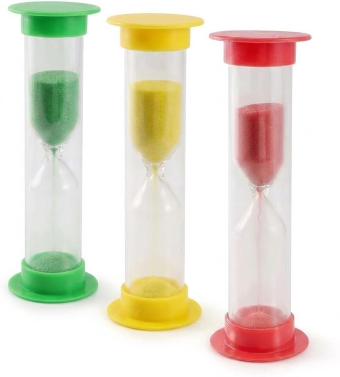 Zandloper set 3 stuks - diverse kleuren - 1 min, 30 sec, 10 sec - ideaal voor leren en spelen - ShopVlot