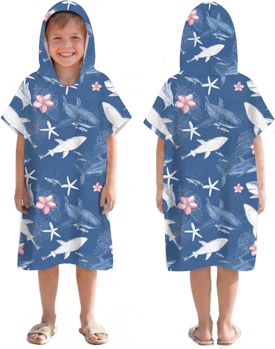Surfponcho kinder - sneldrogend microvezel - met capuchon - ideaal voor zwemmen - ShopVlot