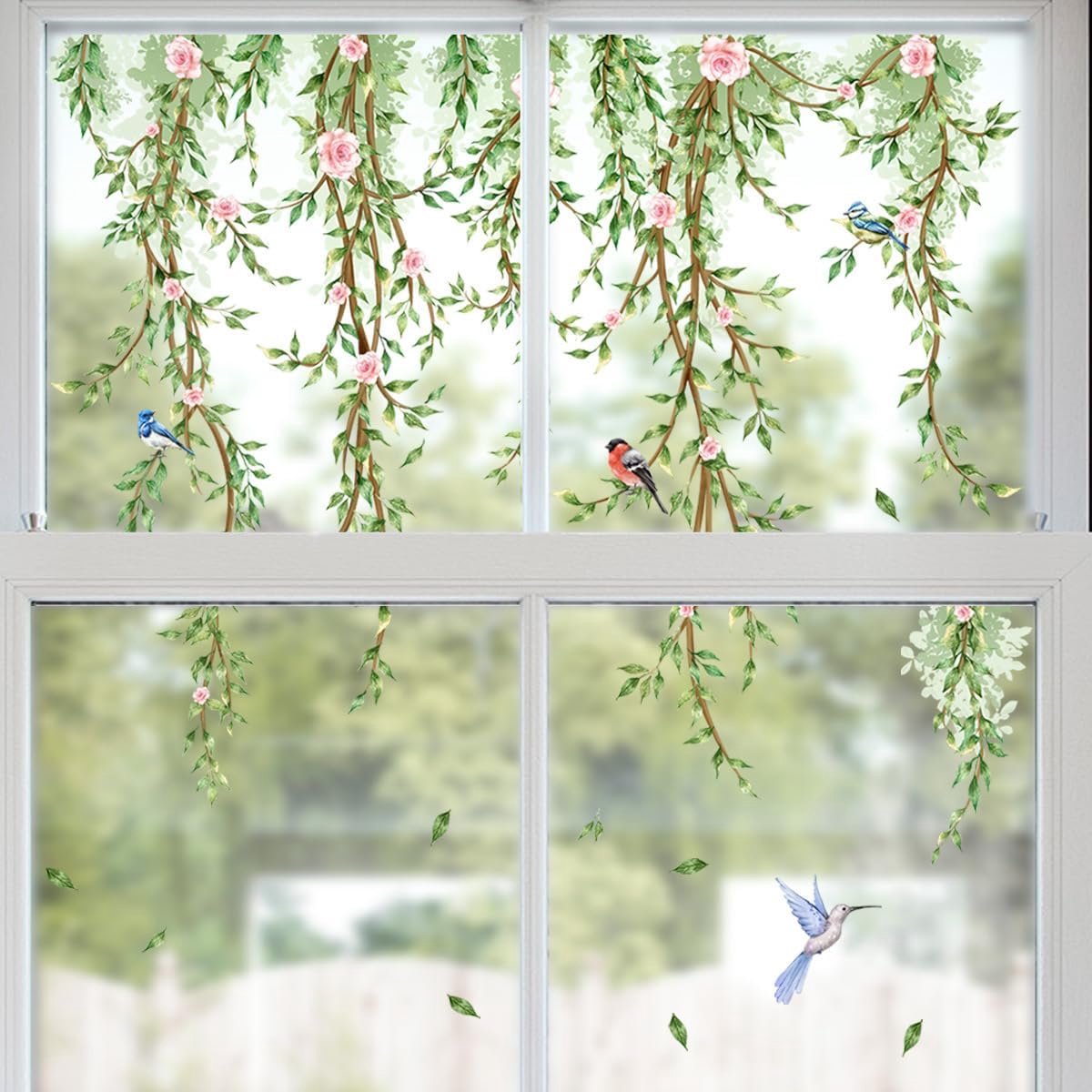 Raamstickers Groene Hangende Klimplanten - Dubbelzijdig - PVC Materiaal - Voor een vrolijke woonomgeving - ShopVlot