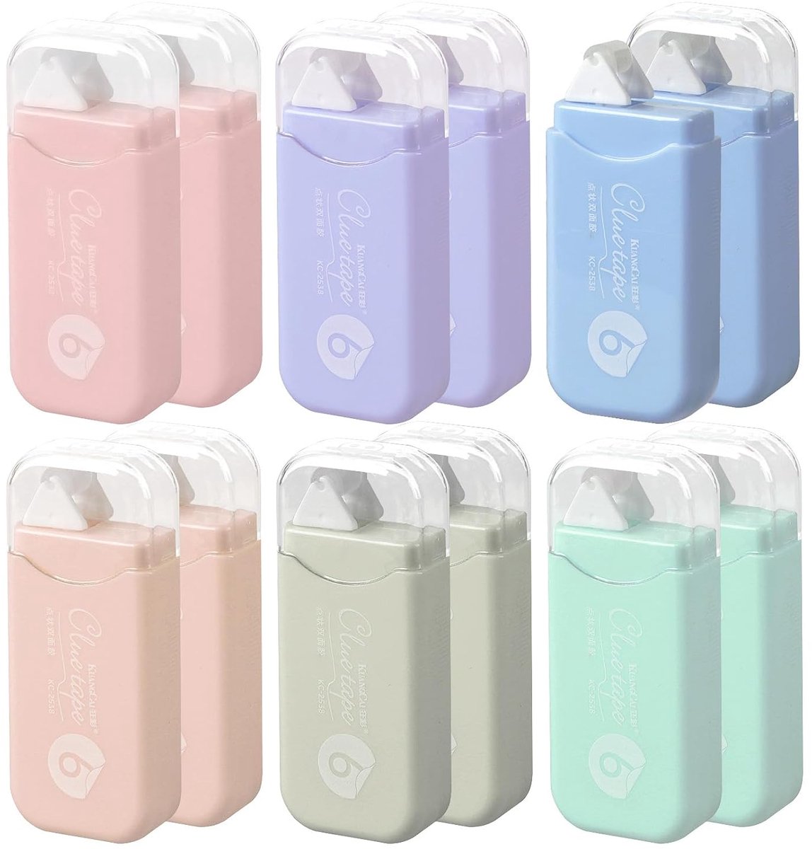Dubbelzijdige lijmrollers 12 stuks - 6mm x 6m - met etui - ideaal voor scrapbooken - ShopVlot