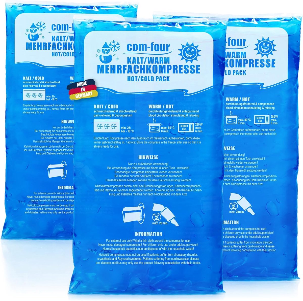 Compressen 5 x groot - fleece hoes - koud en warm - langdurige verkoeling - ShopVlot