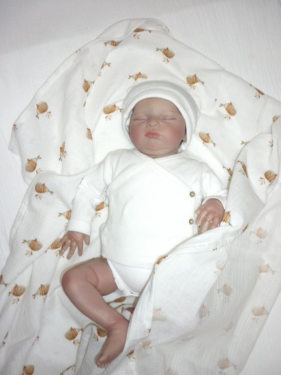Oogappel Walvis Cottonsoft Hydrofiele Doek XL -120x120 cm-Baby Inbakerdoek-Grote Swaddle Hydrofiele Luier-Kraam Cadeau-Offwhite van Oogappel. — afbeelding 3