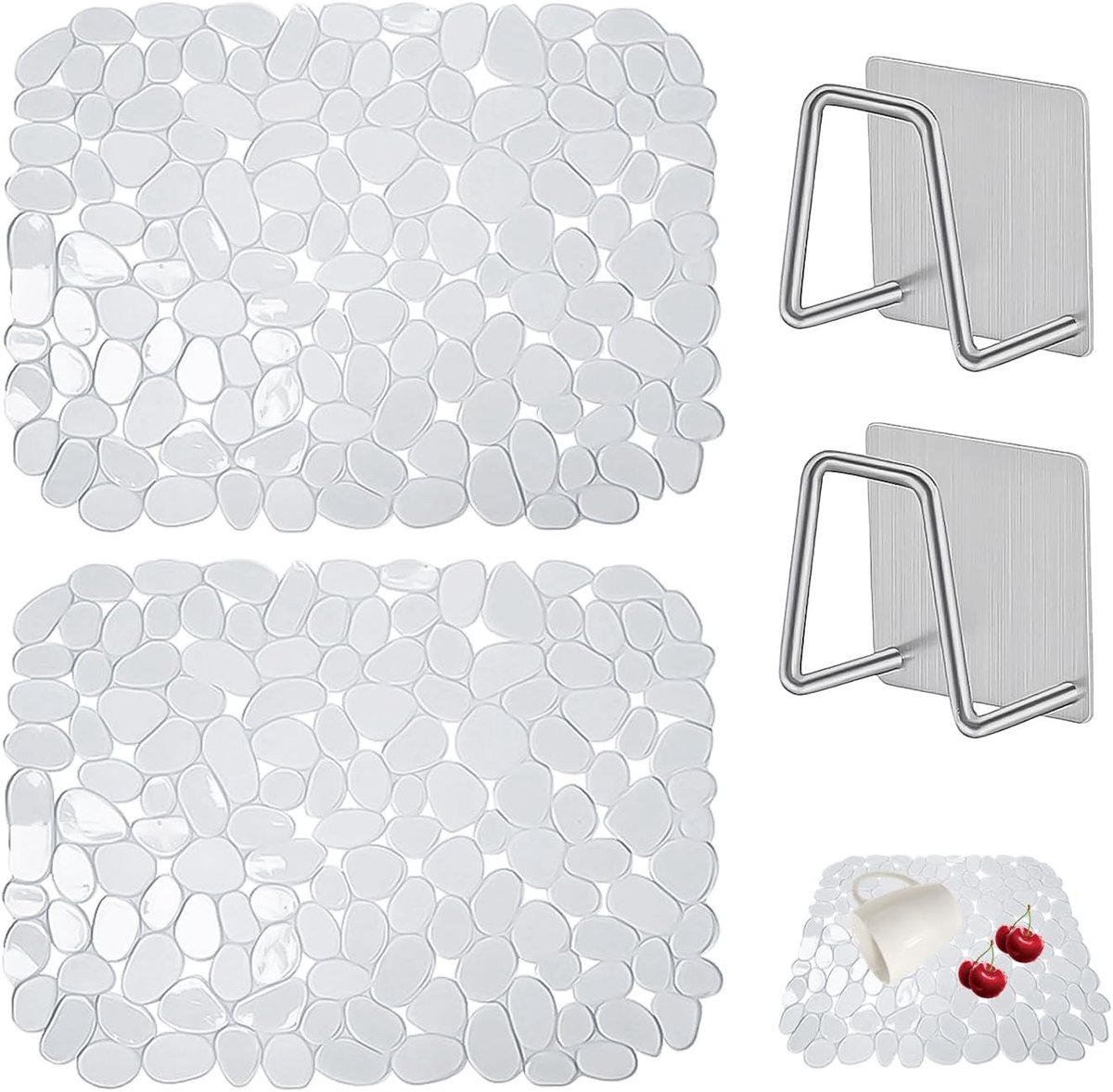 Afvoerbeschermmat 40 x 30 cm - Transparant silicone - Antislip bescherming - Houdt je spoelbak schoon - ShopVlot