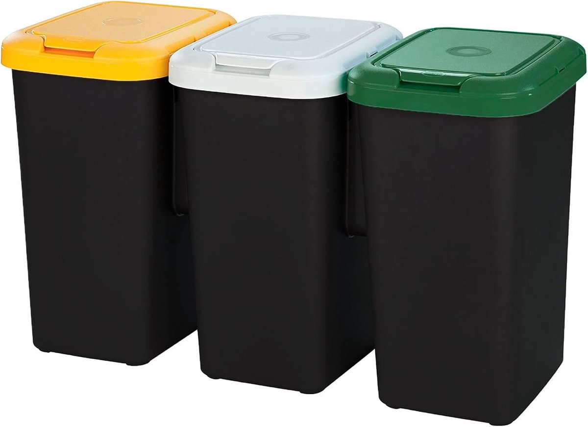 Afvalbak set van 3 - 75 liter - kunststof - makkelijk te legen en schoonmaken - ShopVlot