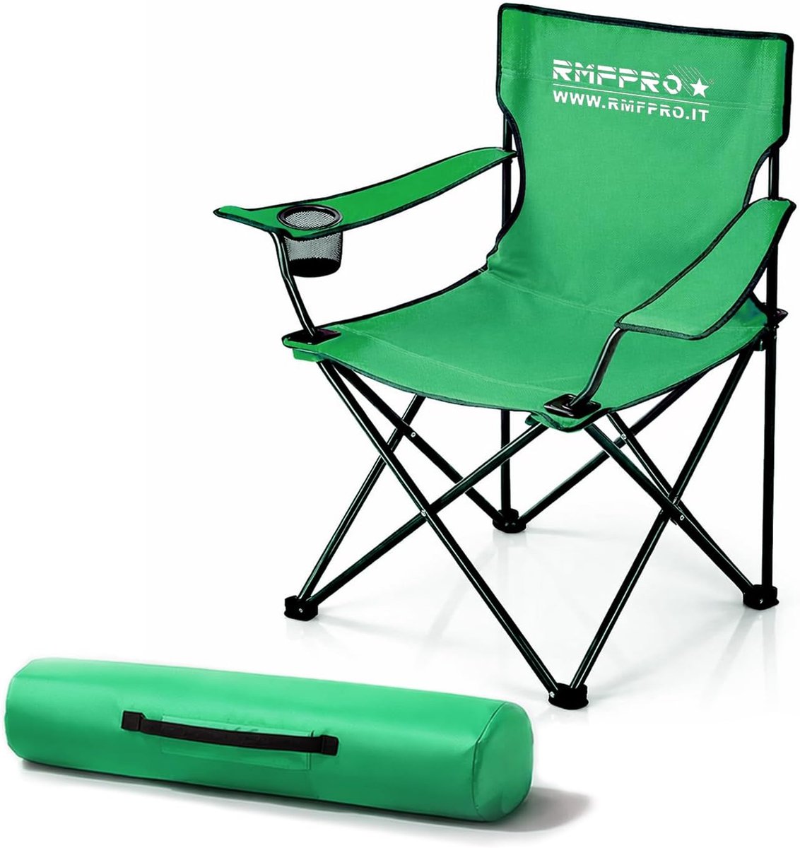 Vouwbare campingstoel - ergonomische zitting - met bekerhouder - ideaal voor buitengebruik - ShopVlot