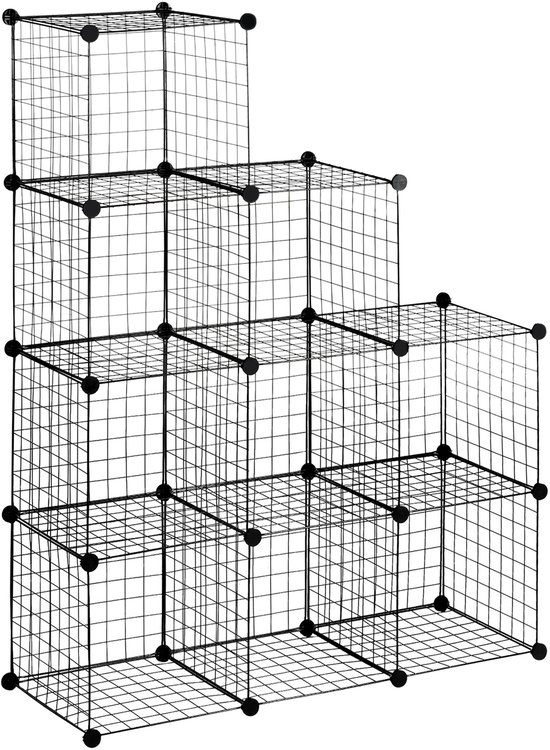 MIVRAY Stellingkast Uitbreidbaar 35 x 35 x 35 cm Metaal Zwart Modulair Opbergrek Voor Schoenen Boeken En Kleding — afbeelding 2