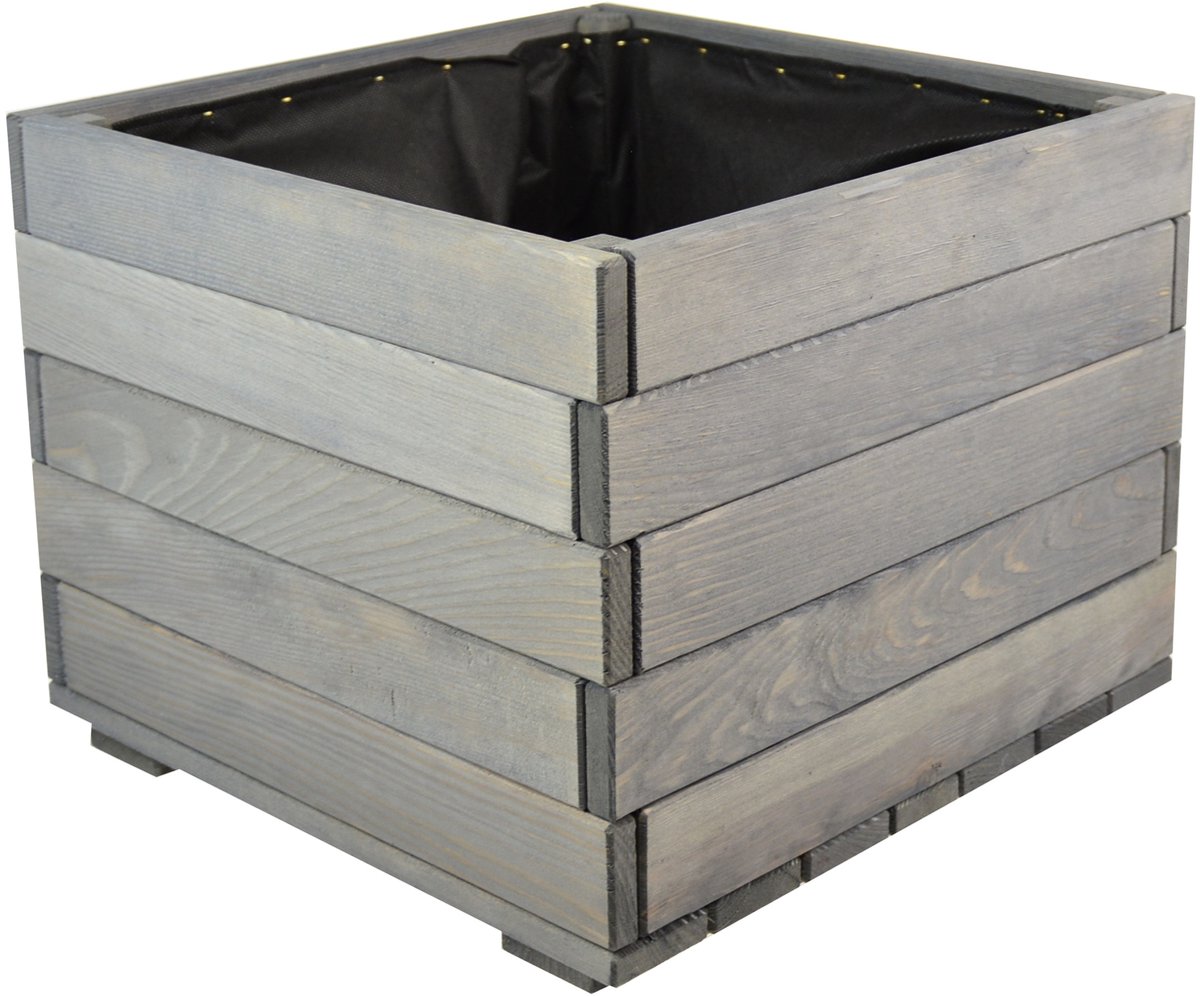 Houten bloempot antraciet/grijs 38 cm
