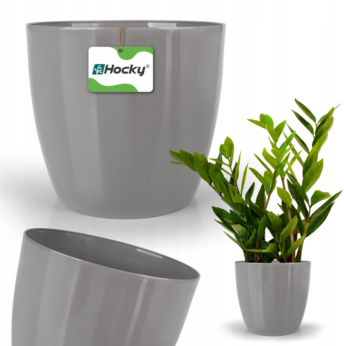 Decoratieve Kunststof Bloempot 20cm - Stijlvol Grijs