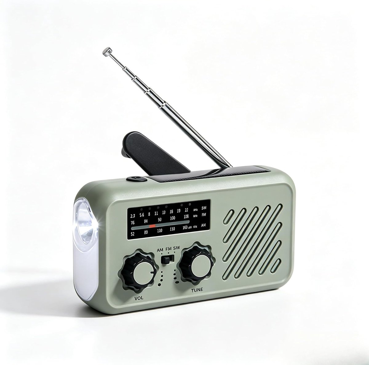 Dynamo Radio AM/FM - Crank en Solar - LED Lamp en SOS Sirene - Voor Kamperen en Hiken - ShopVlot