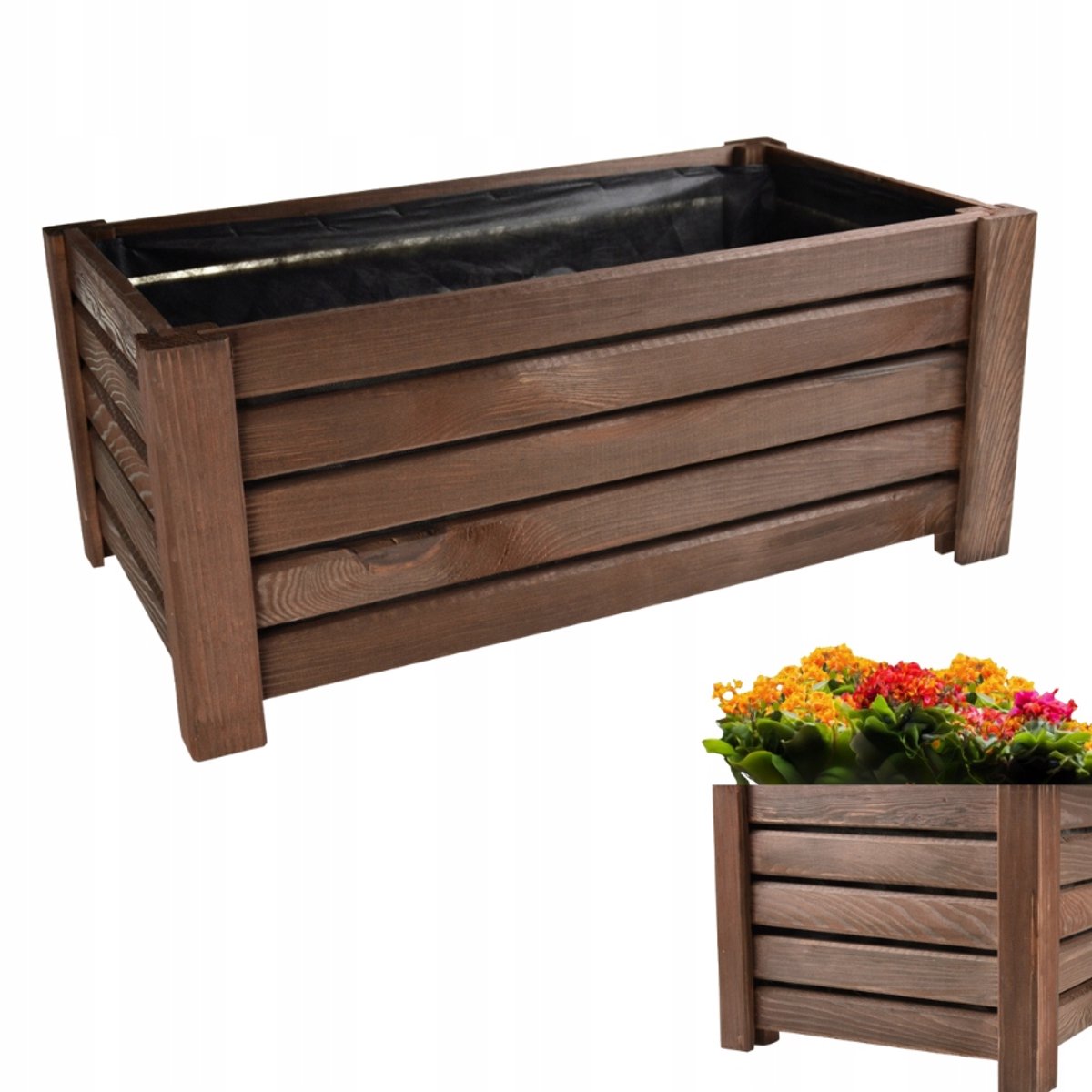 Houten Bloembak 60cm Donkerbruin - Stevig & Weerbestendig