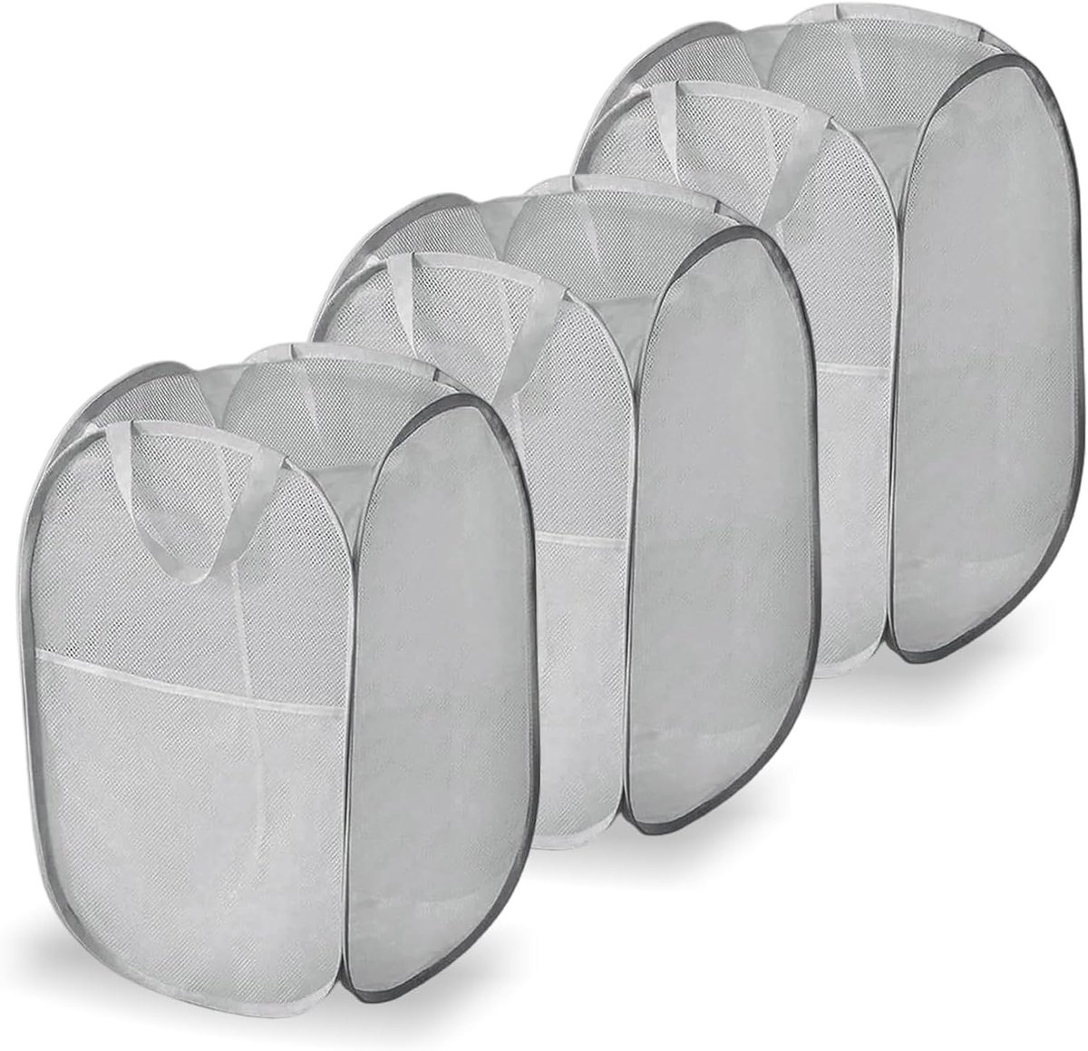 SnelShoppen - Vouwbare Wasmanden 3-Pack, 36 x 36 x 58 cm, Ademend en Ruimtebesparend, Ideaal voor Badkamer, Slaapkamer, Huishouding, Hotel, Reizen, Gr