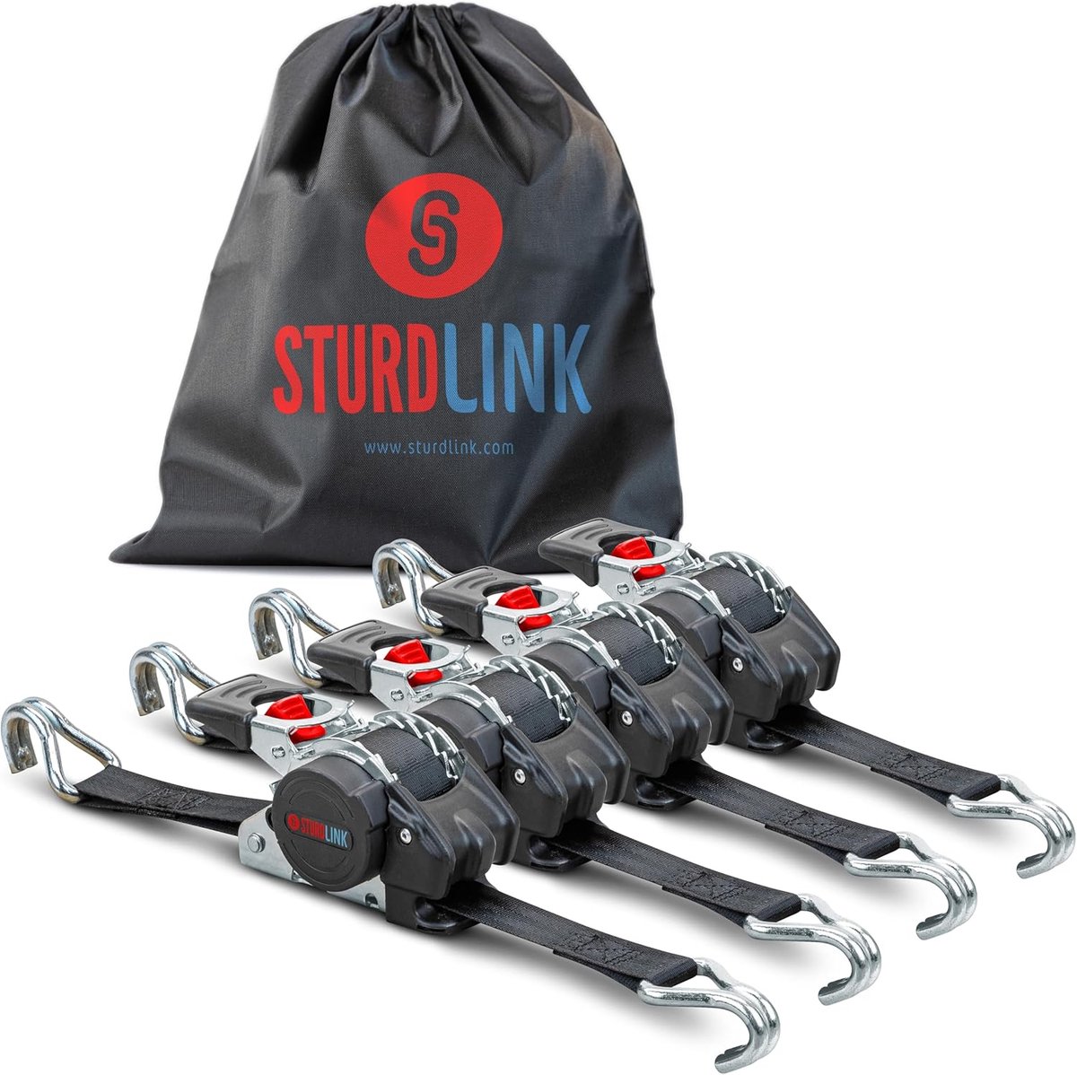 Lashing Strap 25mm 3m - Automatische oprolmechanisme - 300kg belasting - Ideaal voor trailer en motor - ShopVlot