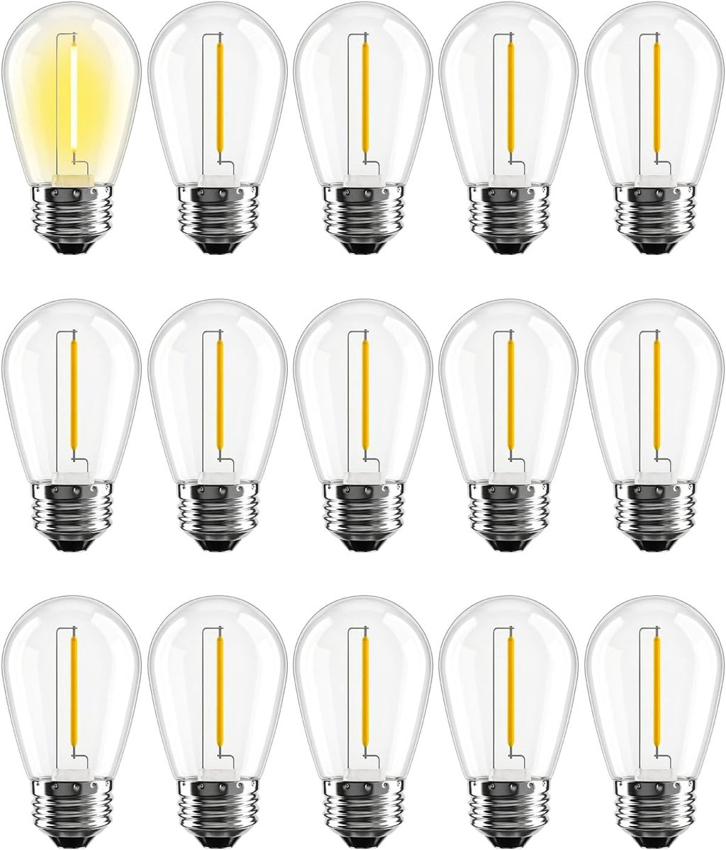 Solar LED S14 vervangingslampen - 15 stuks - 2700K warm wit - energiezuinig voor feestverlichting - ShopVlot