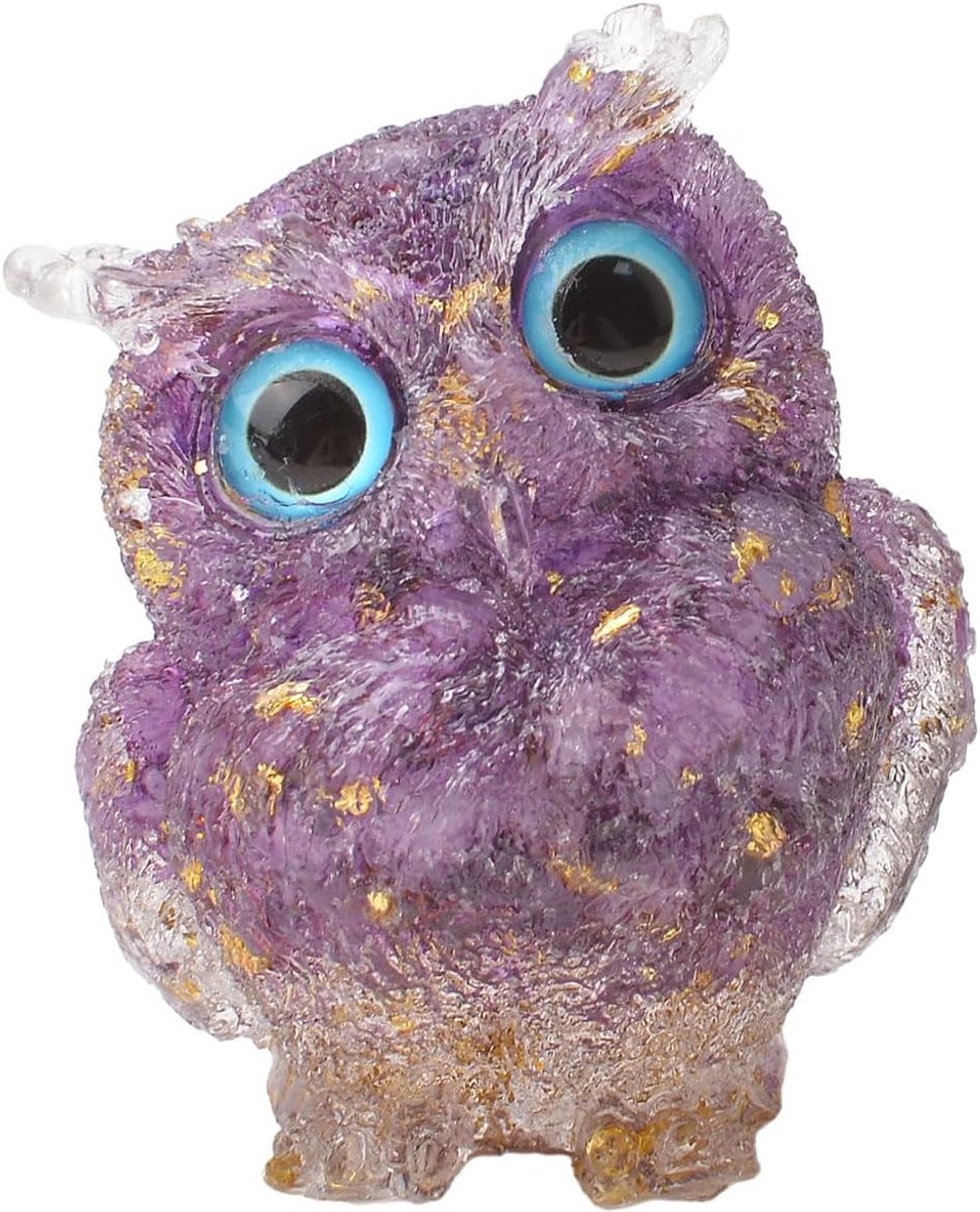Uil figuur ornament - paarse kristallen uil - unieke resin decoratie - perfect voor thuis of kantoor - ShopVlot
