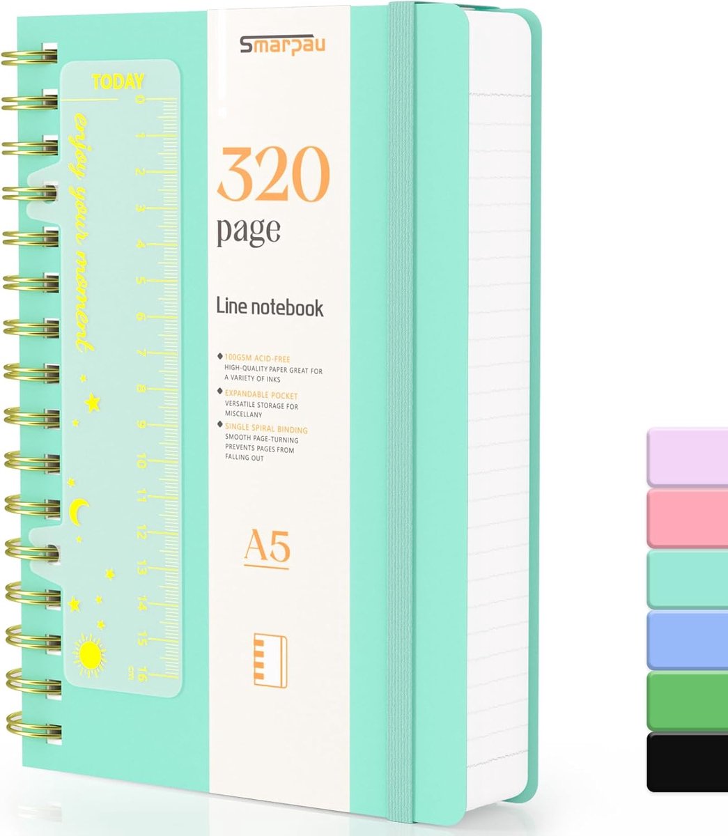 Spiraalnotitieboek A5 - Hardcover PVC - 320 pagina's - Ideaal voor schrijven en notities - ShopVlot