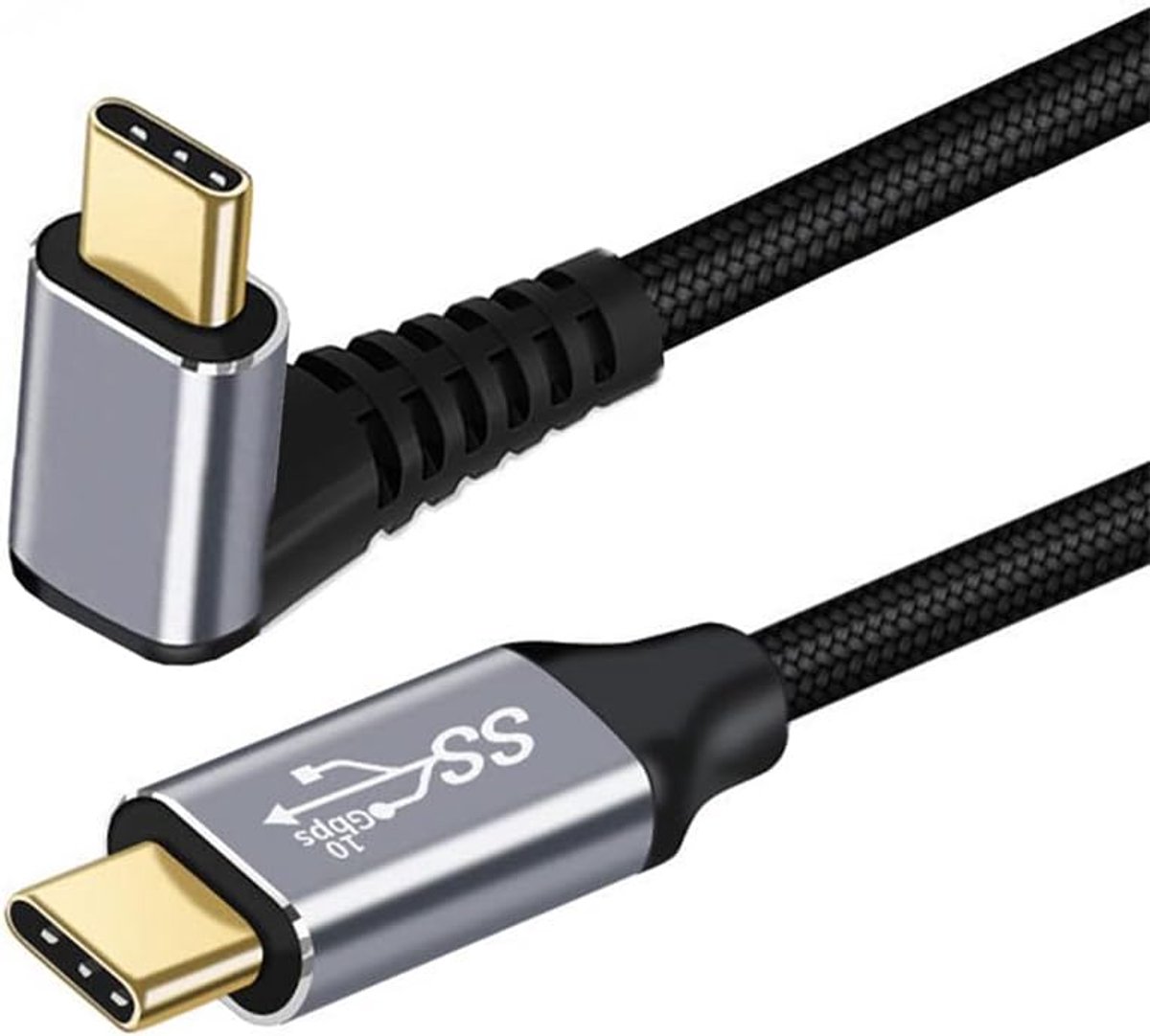 Type-C USB-C datakabel 50CM - 90 graden hoek - 10Gbps snelheid - ideaal voor smalle ruimtes - ShopVlot