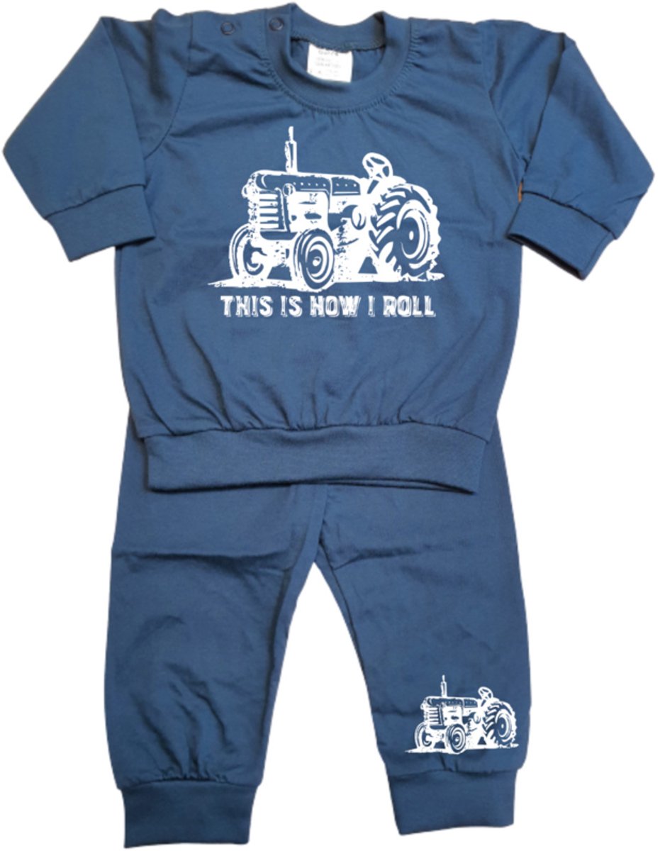 Baby pyama tractor - Blauw - 56/62