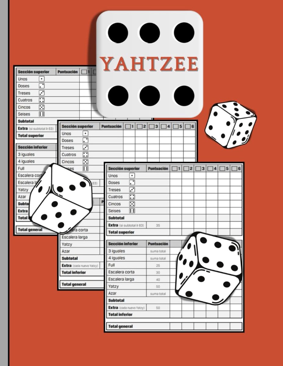 SnelShoppen - Yahtzee Scoreboek | Groot Notitieboek voor 100 Partijen (21 x 28 cm) met Spelregels, Ruimte voor Notities en Leuk Ontwerp voor Feestjes