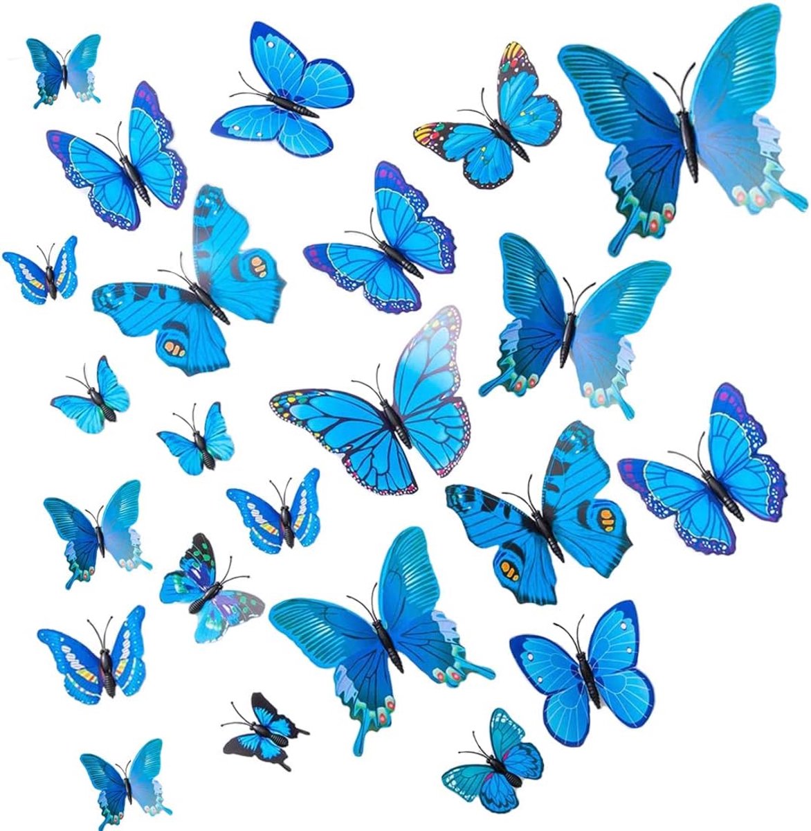 3D Vlinder Wandstickers - 24 Stuks - Blauwe Decoratie - Perfect voor Kinderkamer - ShopVlot