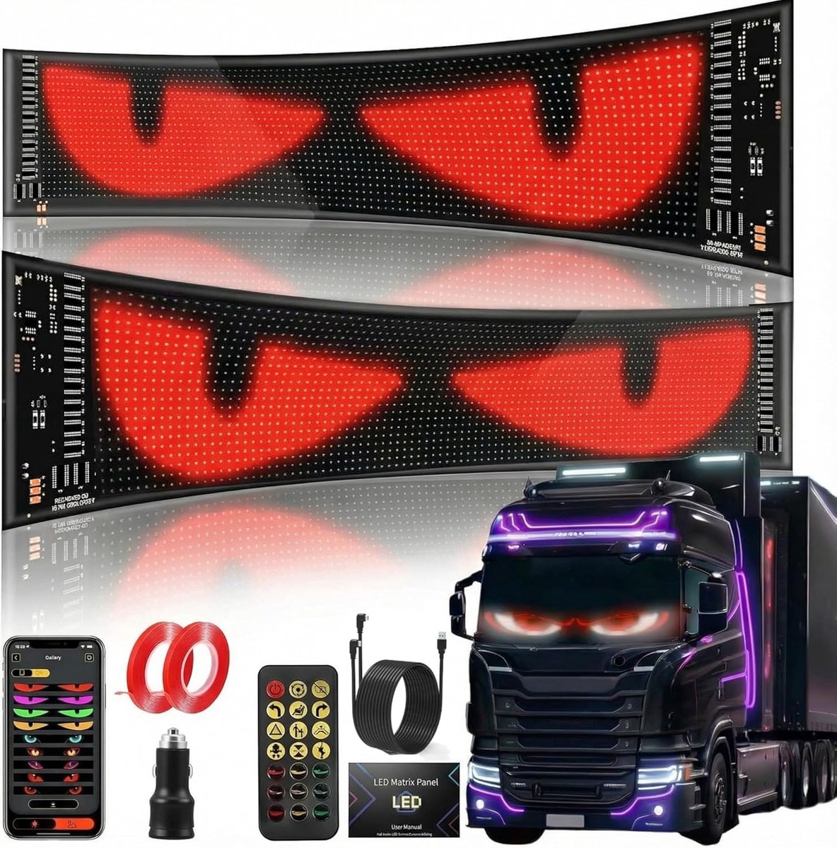 LED auto verlichting 120 mm x 595 mm - programmeerbaar - Bluetooth app controle - opvallende decoratie - ShopVlot