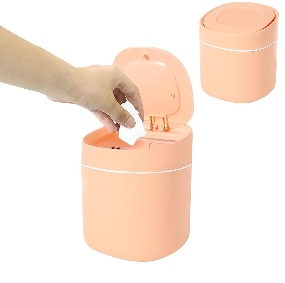 Mini Prullenbak - Kleine Tafelafvalbak met Drukdeksel - Plastic - Ideaal voor Kantoor en Thuis - ShopVlot