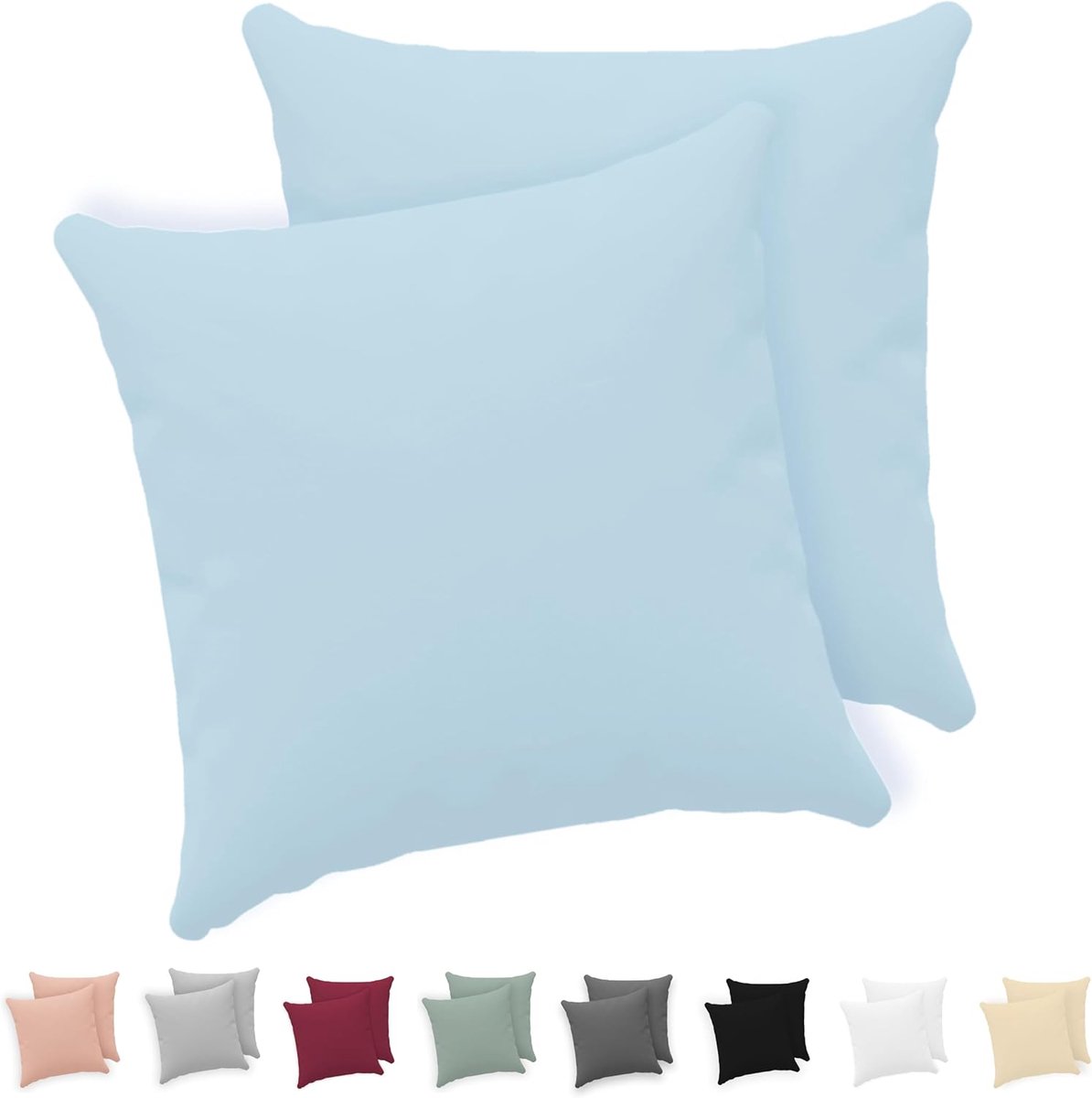 Kussensloop 80x80 - 100% Katoen Jersey 150 GSM - Met ritssluiting - Zacht en wasbaar - ShopVlot