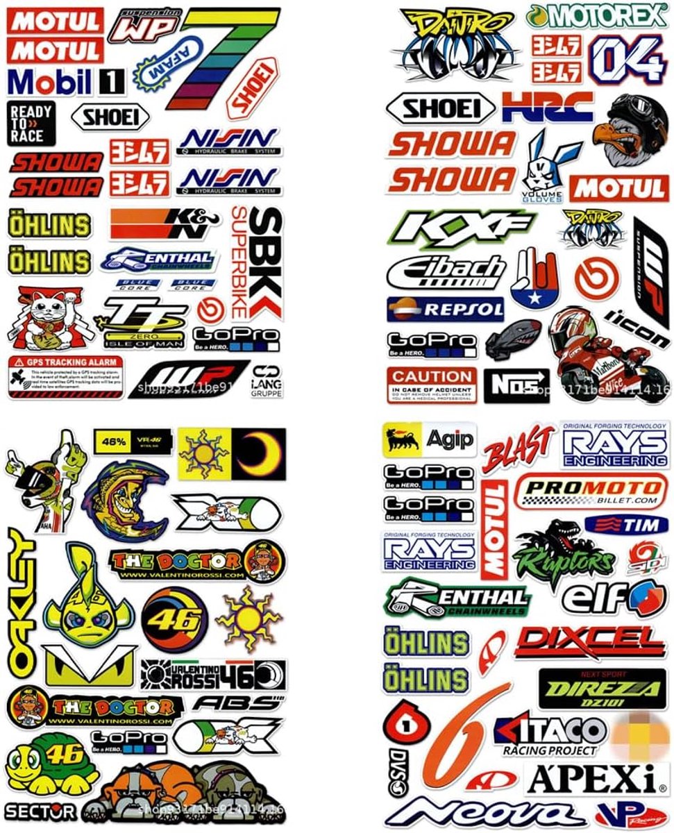 Motorcycle stickers set van 100 - hoogwaardig vinyl - waterdicht en UV-bestendig - personaliseer je motor - ShopVlot