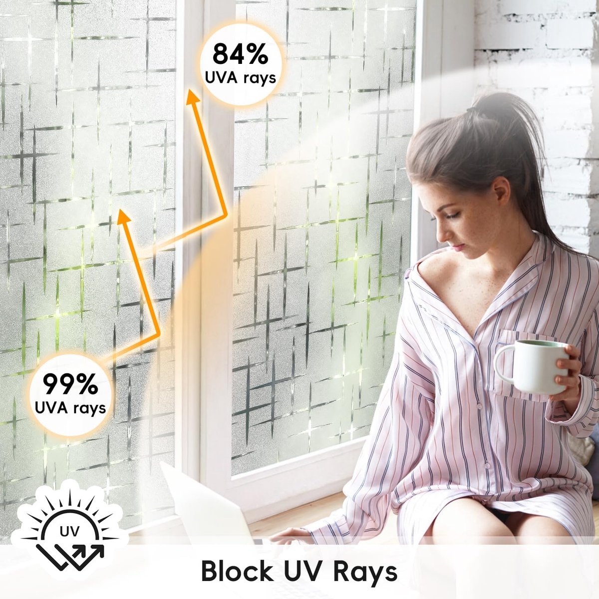 Privacy film 90 x 200 cm - decoratief - statische hechting - moderne uitstraling - ShopVlot