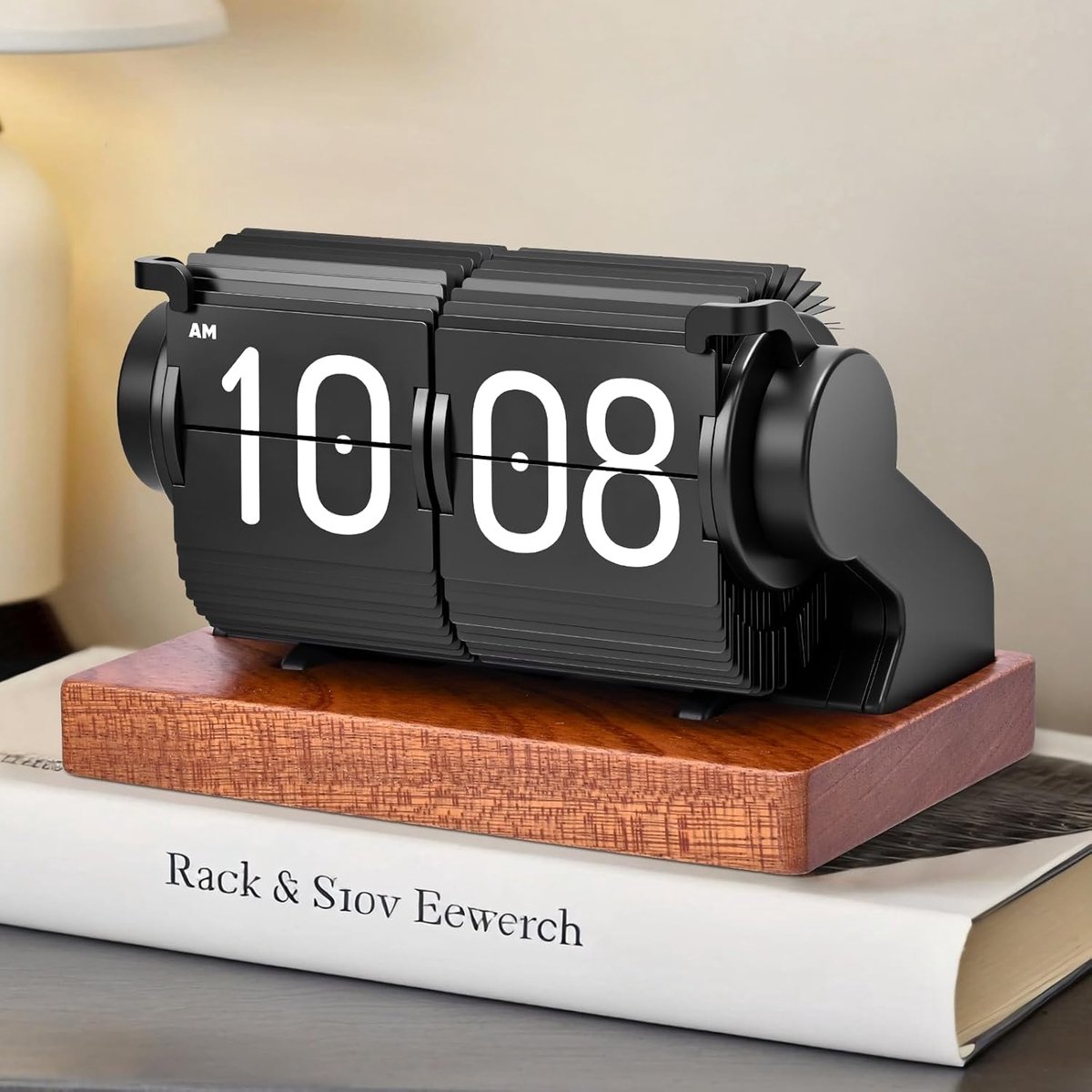 Thijox - Retro Flip Klok USB C, Digitale Mechanische Bureauklok met Groot Getal, Vintage Tafelklok, Automatisch Draaien, Wekker en Digitale Radioklok