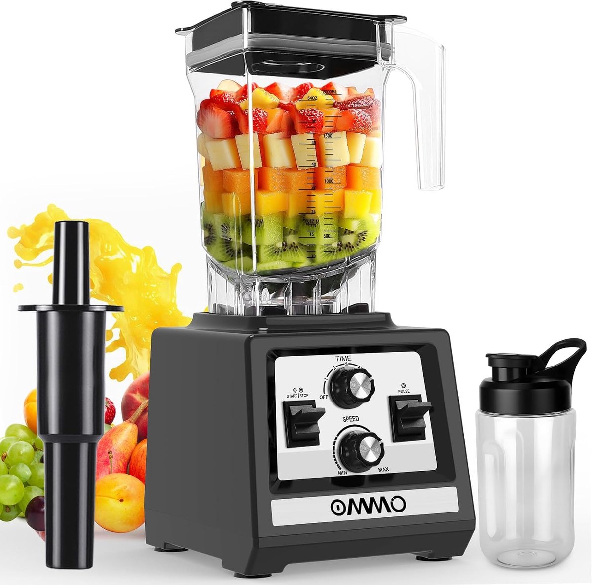 Blender 2 Liter - krachtige motor 1800W - 6 RVS messen - perfect voor smoothies en milkshakes - ShopVlot