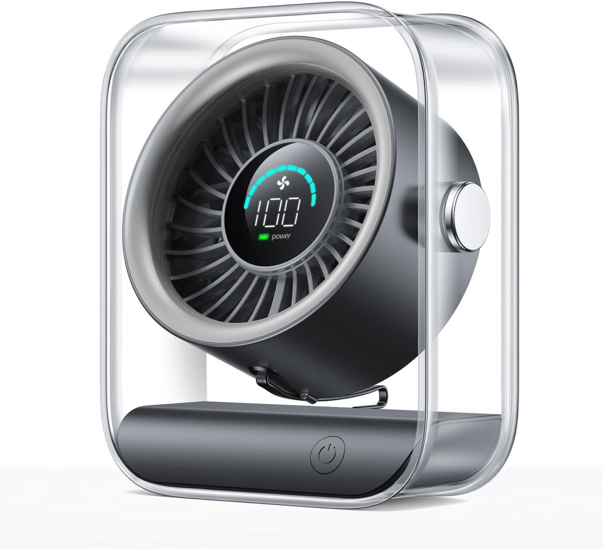 Casalora Ventilator - Tafelventilator Stil Geruisloos USB - Oplaadbaar & Draadloos - 100 Snelheden - Zwart