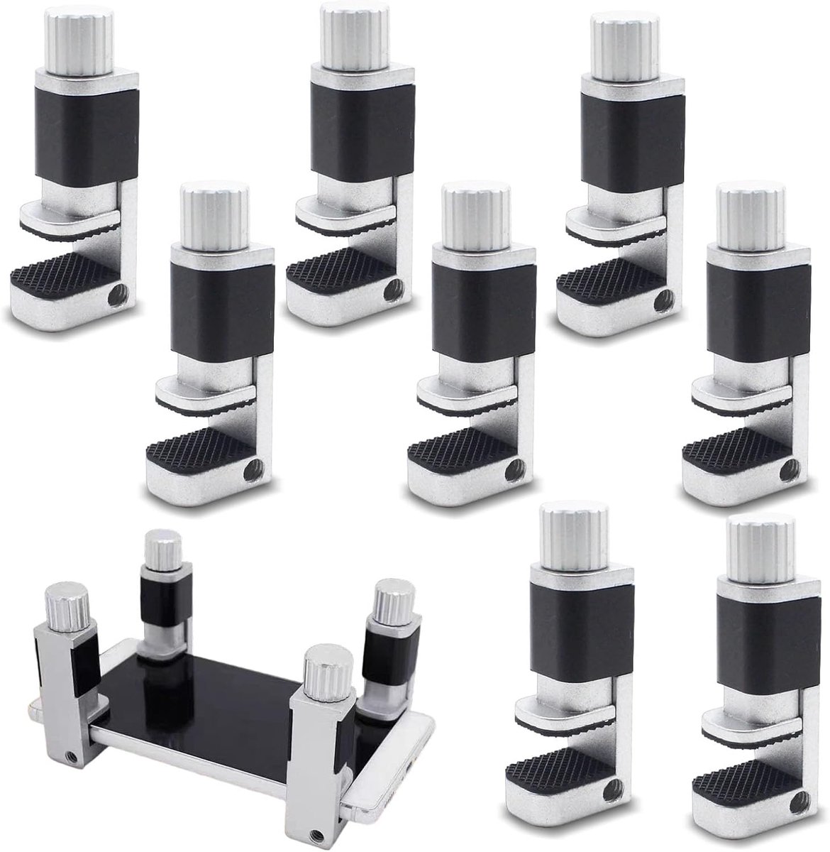 LCD display clamp 8 stuks - verstelbare metalen klem - rubber pads - ideaal voor schermmontage - ShopVlot