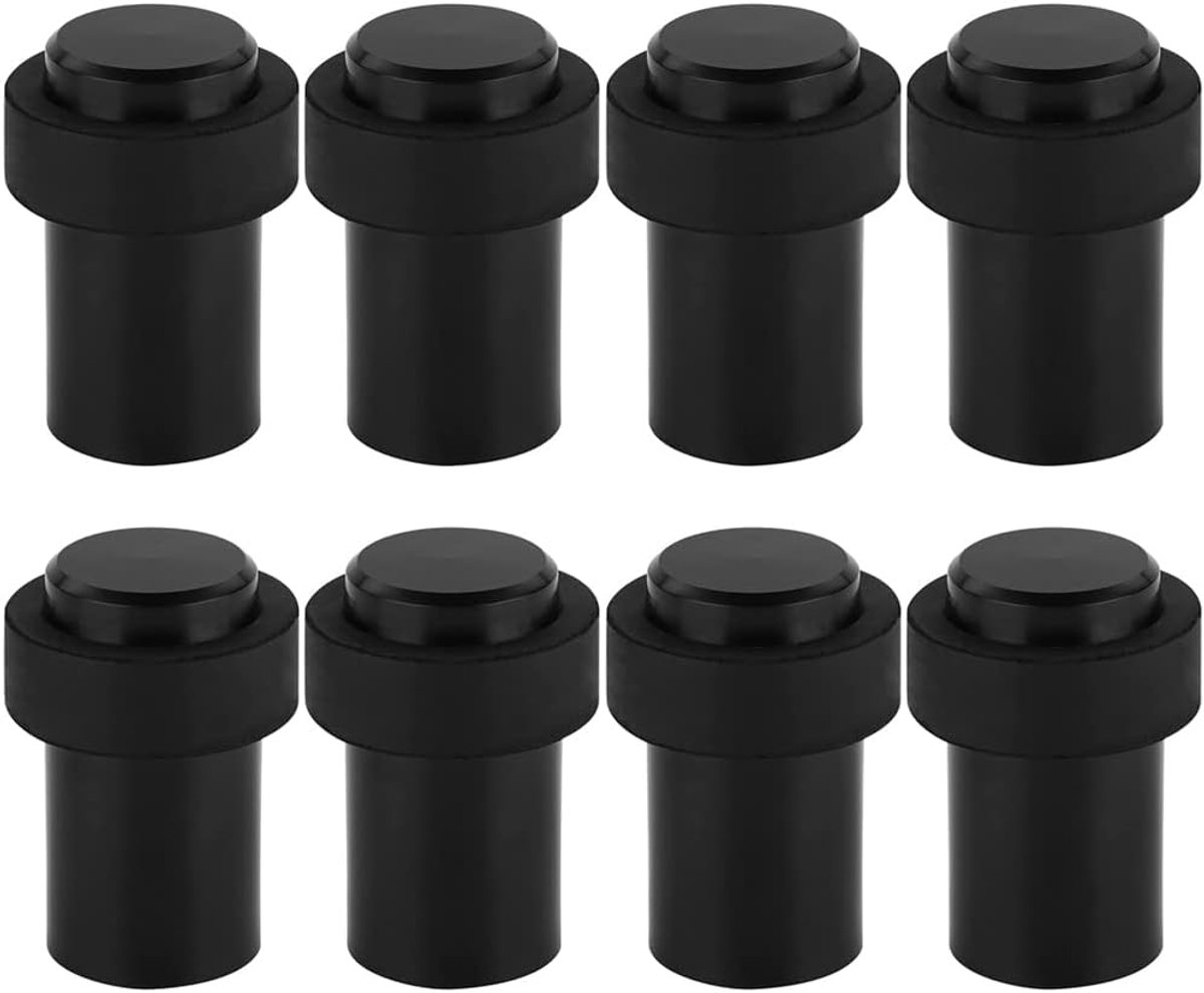 Deurstopper 8-delige set - zwart - cilindervormig RVS met rubber - ideaal voor thuis of kantoor - ShopVlot