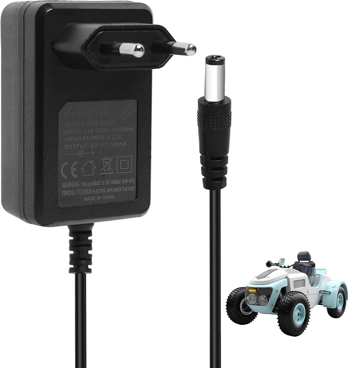 6V oplader - 800mA - universele compatibiliteit - geschikt voor SUV, ATV en speelgoed - ShopVlot