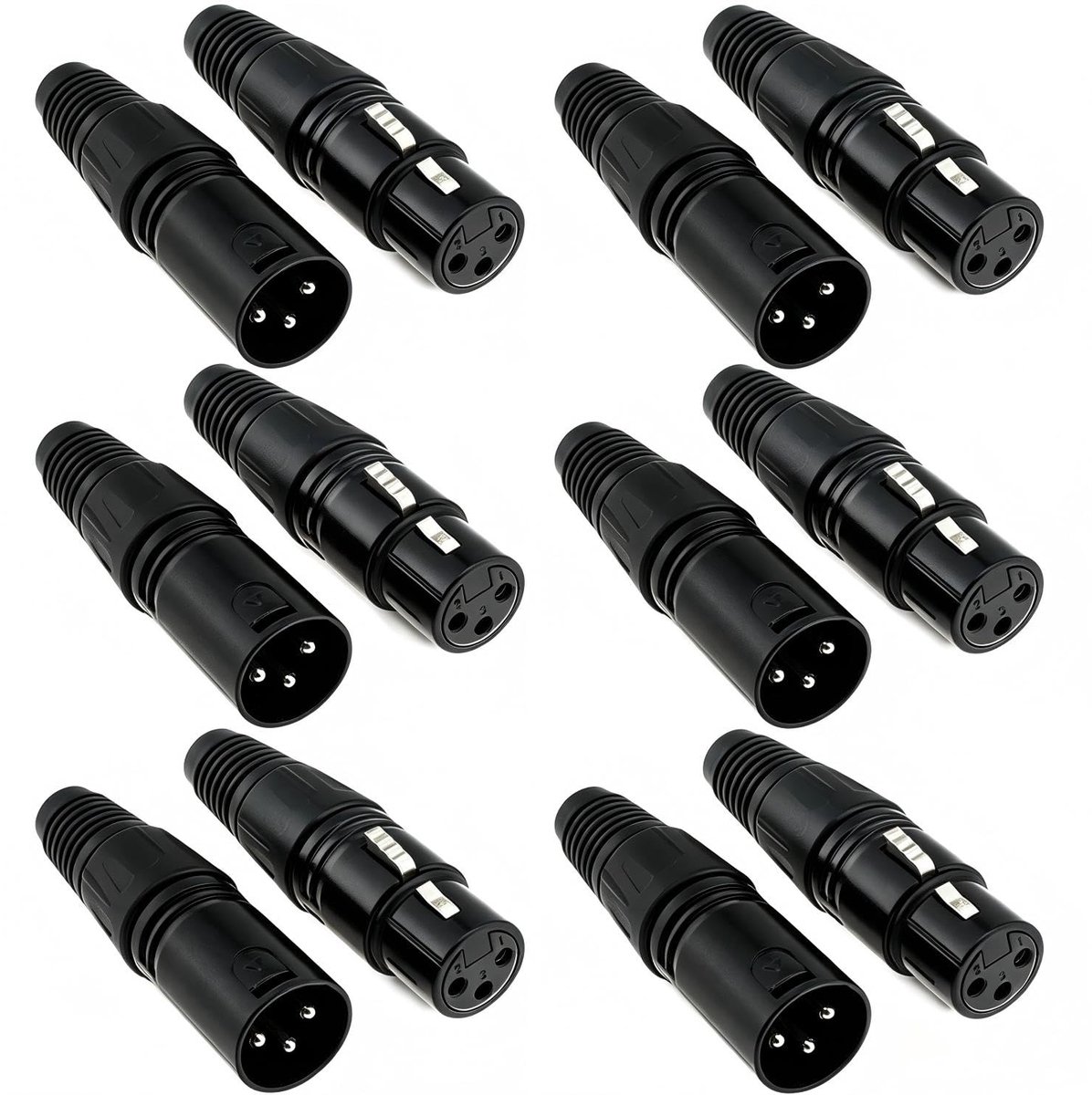 XLR female female 3-pin plug 12 stuks - microfoon audio adapter - eenvoudig te monteren - stevig en compact - ShopVlot