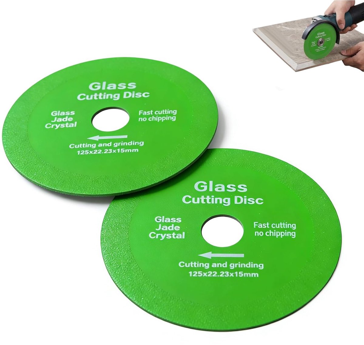 Doorslijpschijven glas 125 mm - diamantschijf voor dik glas, keramiek en marmer - nauwkeurige sneden - 2 stuks - ShopVlot