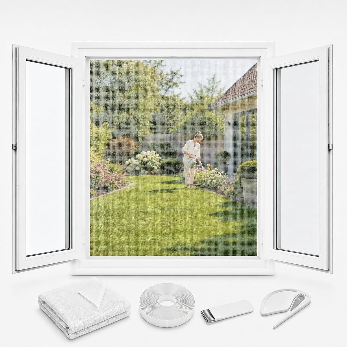 Vliegengaas voor ramen 1,3 x 1,5 m - zelfklevend net - muggenbescherming - eenvoudig te bevestigen - ShopVlot