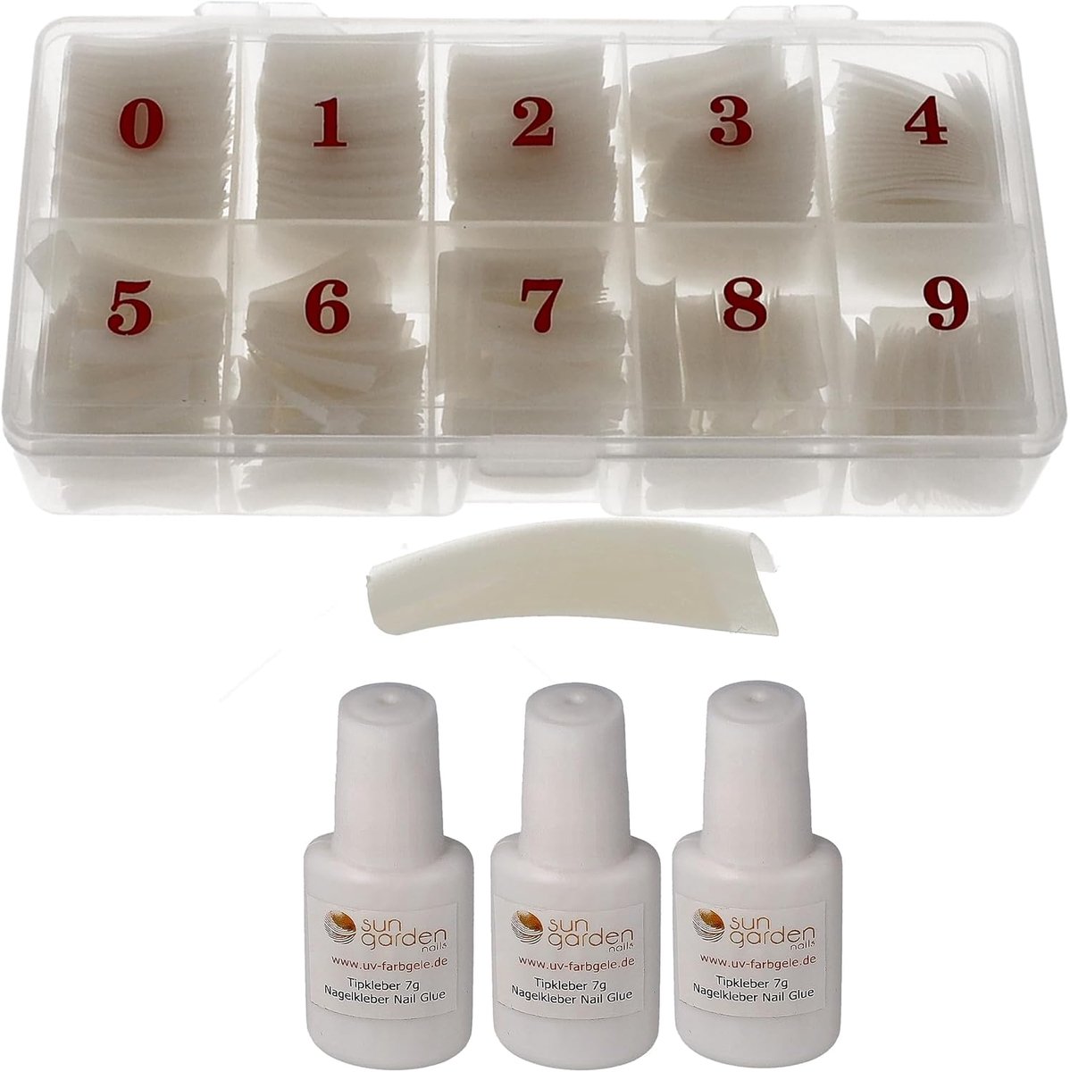 Nageltips 500 stuks - met 3 nagellijm - flexibele C-curve - ideale basis voor nagelmodellering - ShopVlot