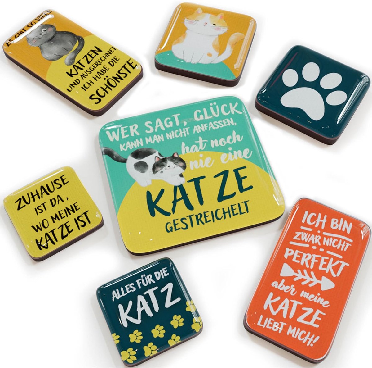 Magneten set katten - 7 grappige koelkastmagneten - retro ontwerpen - voor een vrolijke sfeer - ShopVlot